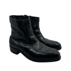 Light Tread Men's 8.5 EEE Vintage Black Leather Ankle Boots Side Zip Tufgum Sole